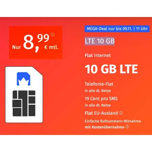 10 GB LTE Allnet-Flat unter 10 Euro
