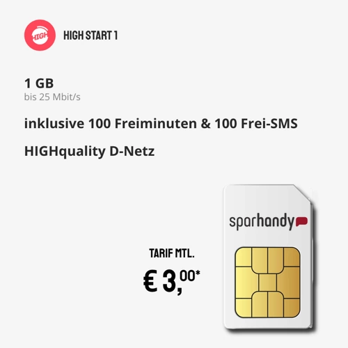 3 Euro MiniTarif 1 GB & Freiminuten im