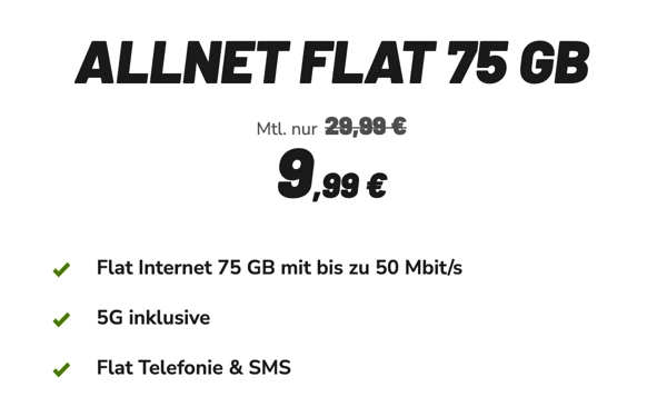 klarmobile Geburtstagsaktion – Vodafone Handyvertrag 75 GB nur 9,99 € mtl. 75 GB Vodafone 10 Euro