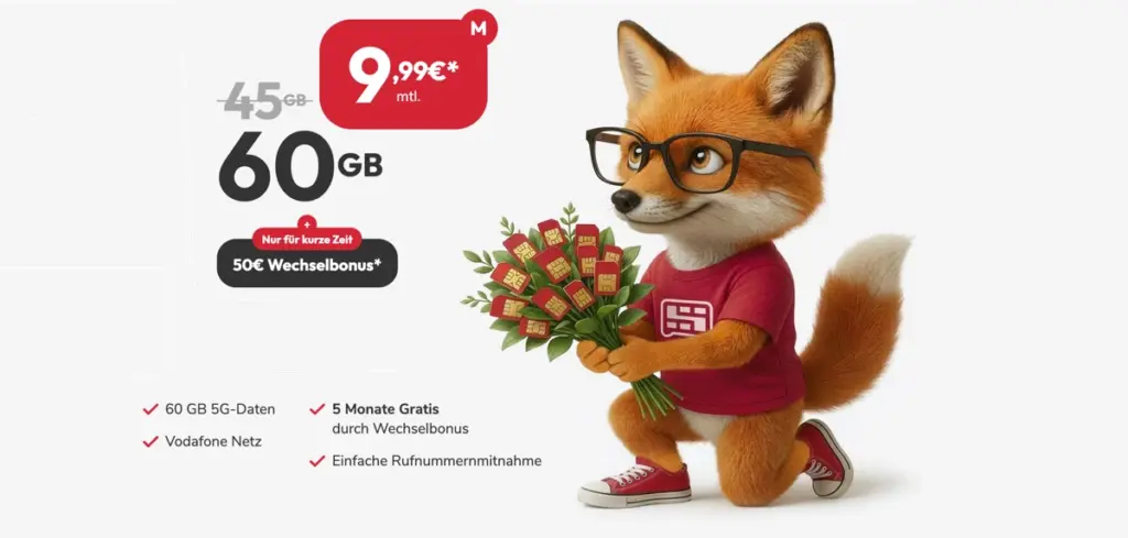 60 GB allnet Flat Vodafone 10 Euro
