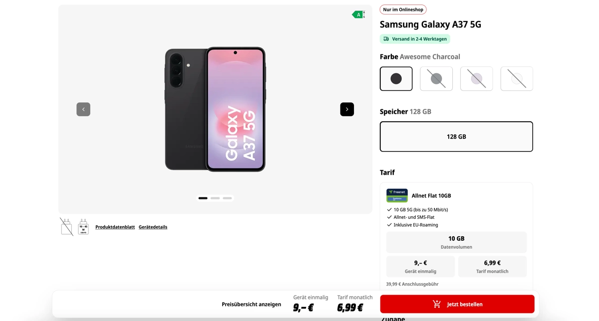 Samsung A37 mit Vertrag
